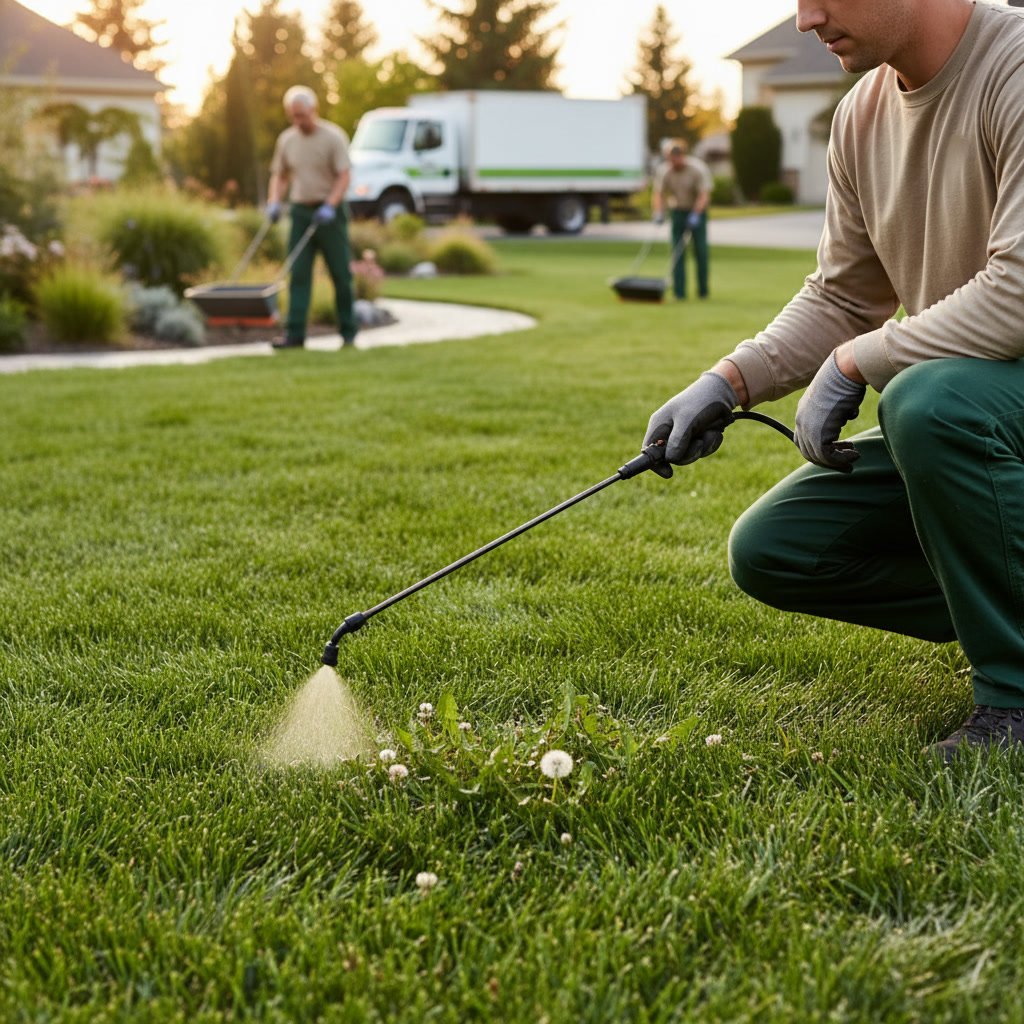 healthy lawn free of weeds after professional treatment