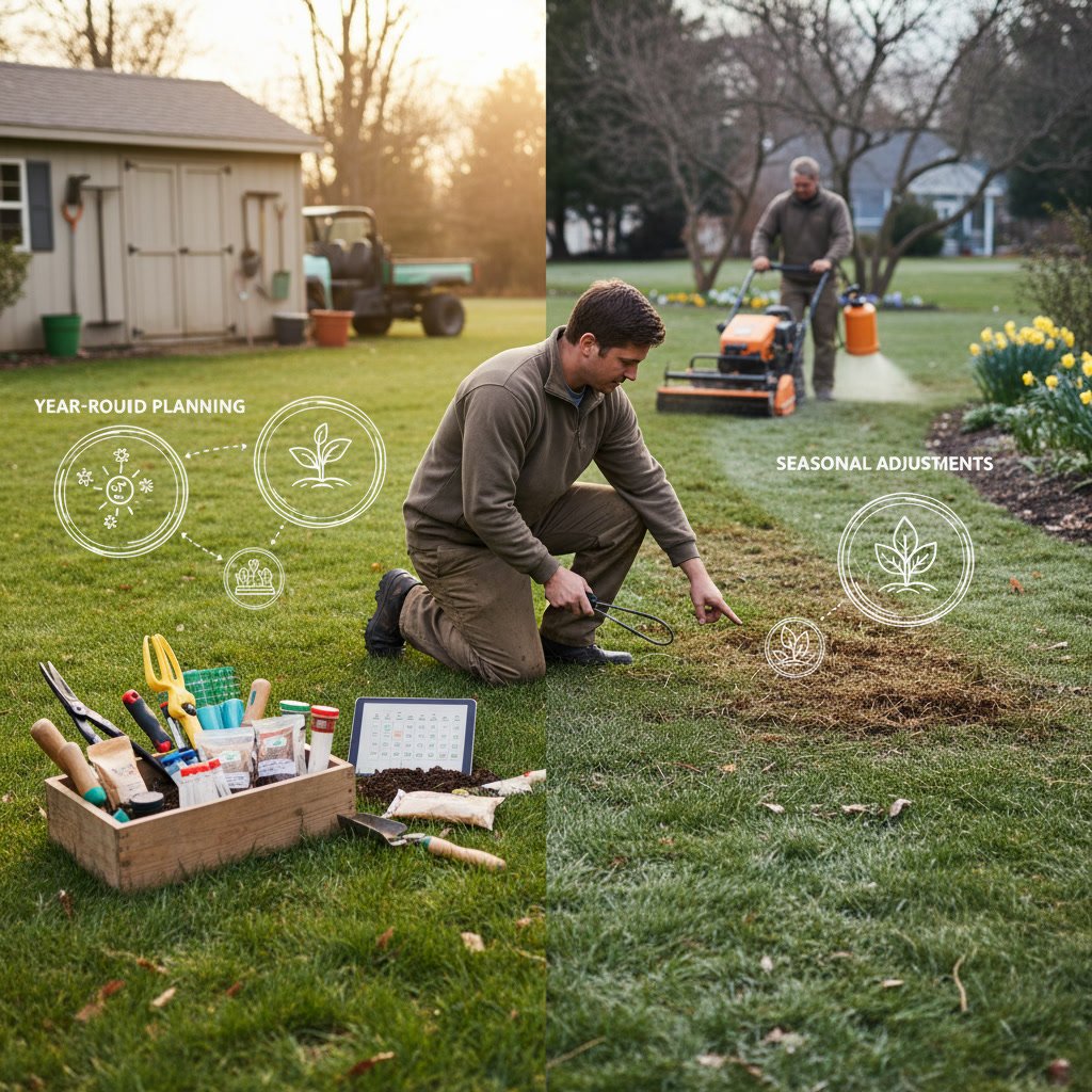 professional lawn mowing equipment and maintenance tools