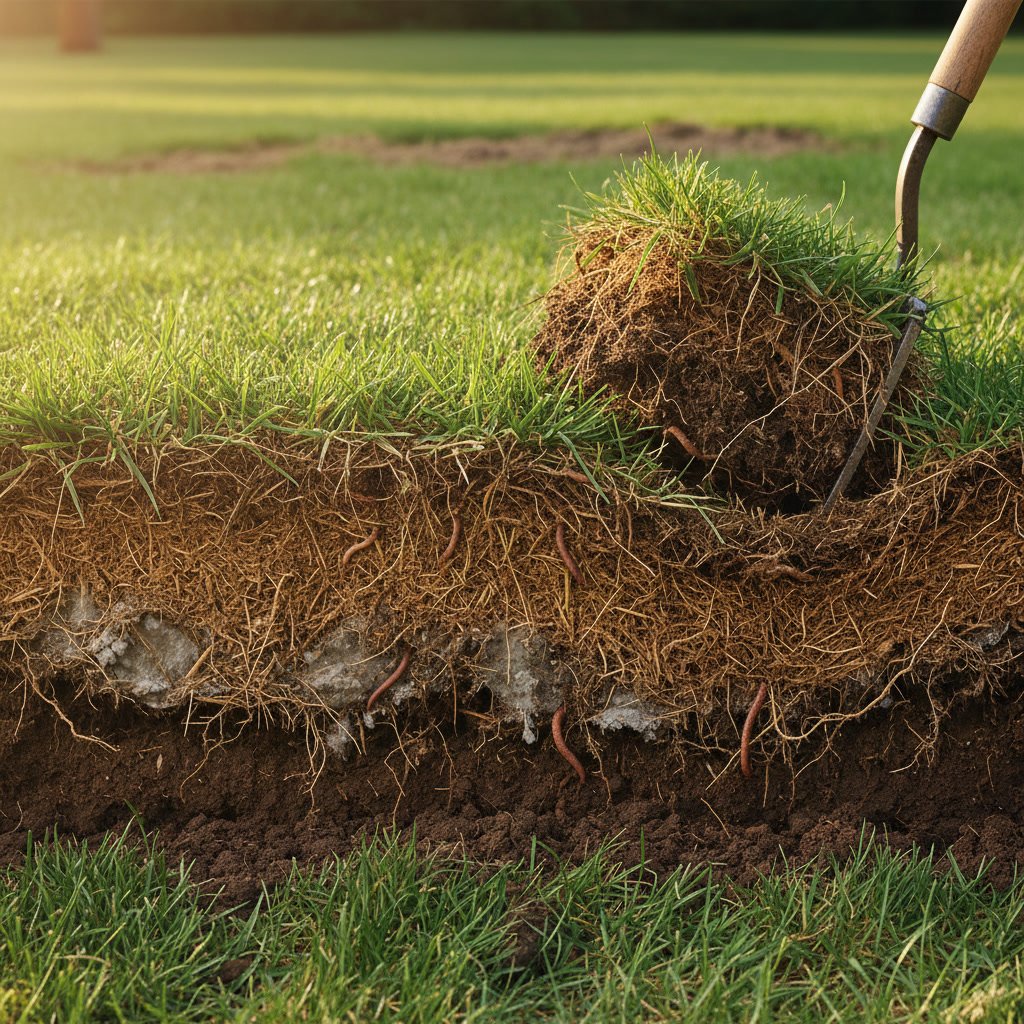 Thick thatch layer preventing water and nutrients from reaching grass roots
